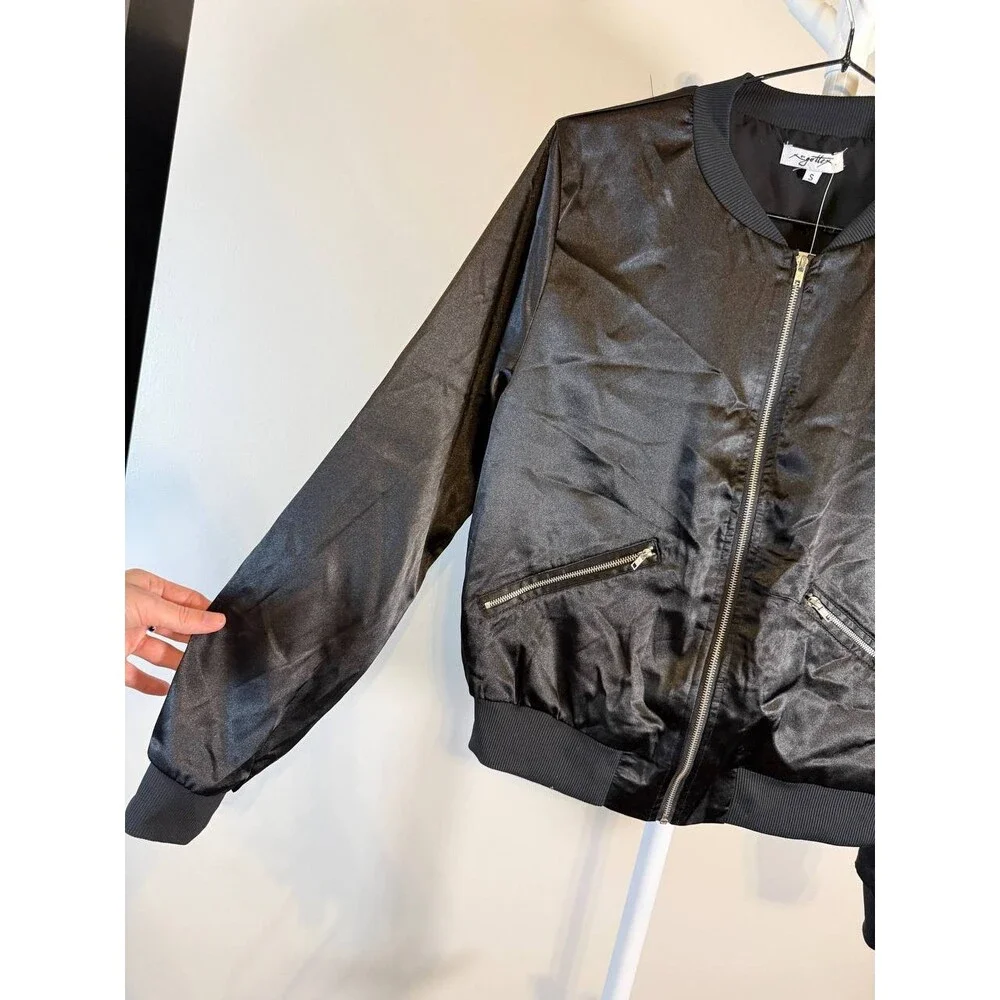 X by Gottex Satin Bomber Jacket – Black – Size 1 (Runs Small) – NWT – $39.99 - Picture 5 of 10